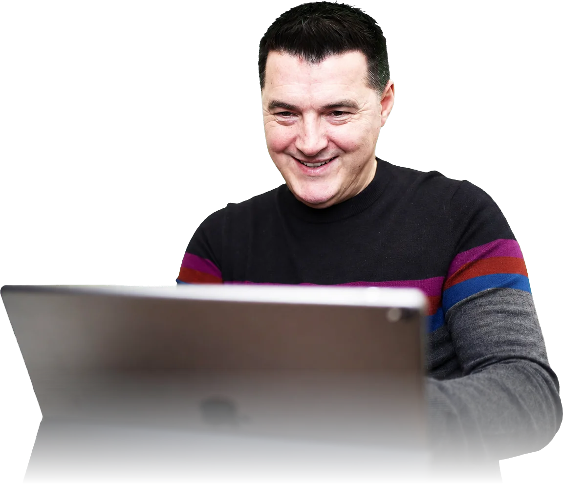 Steve Walker of One Creative at his desk